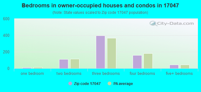 Bedrooms in owner-occupied houses and condos in 17047 