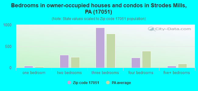 Bedrooms in owner-occupied houses and condos in Strodes Mills, PA (17051) 