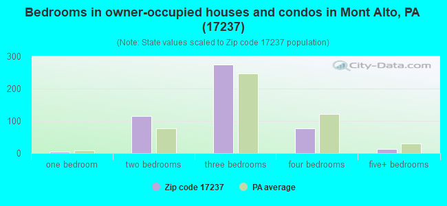 Bedrooms in owner-occupied houses and condos in Mont Alto, PA (17237) 