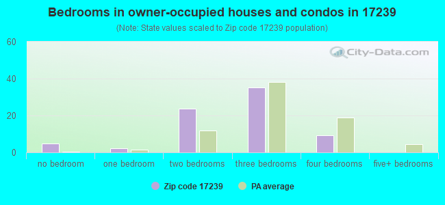 Bedrooms in owner-occupied houses and condos in 17239 