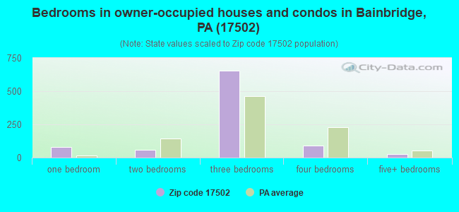 Bedrooms in owner-occupied houses and condos in Bainbridge, PA (17502) 