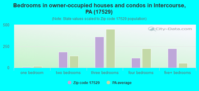 Bedrooms in owner-occupied houses and condos in Intercourse, PA (17529) 