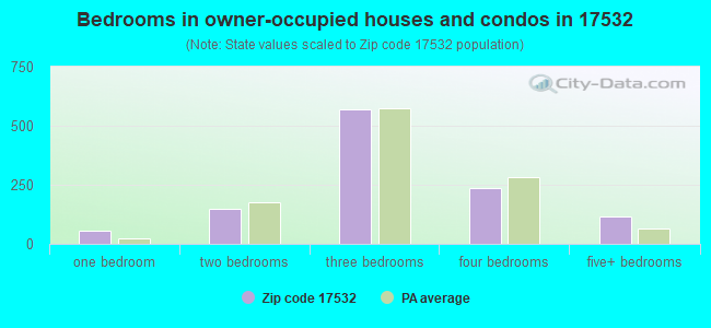 Bedrooms in owner-occupied houses and condos in 17532 