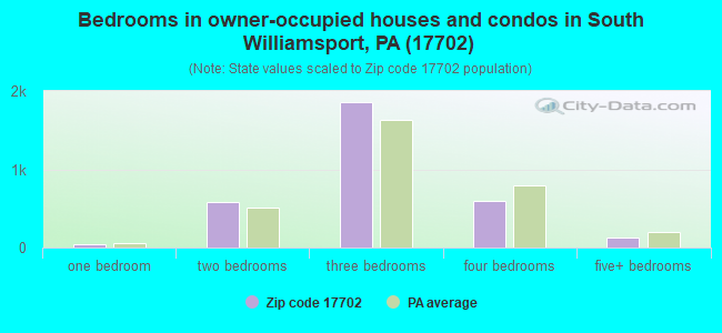 Bedrooms in owner-occupied houses and condos in South Williamsport, PA (17702) 