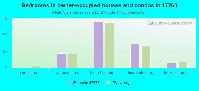 Bedrooms in owner-occupied houses and condos in 17768 
