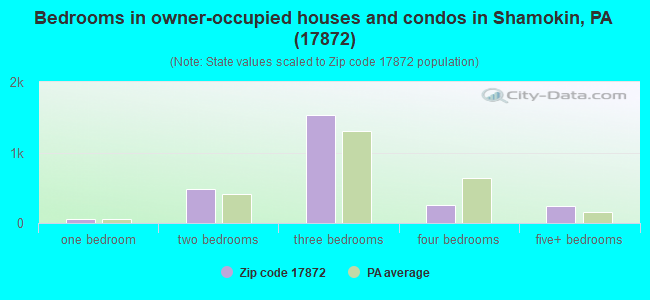 Bedrooms in owner-occupied houses and condos in Shamokin, PA (17872) 