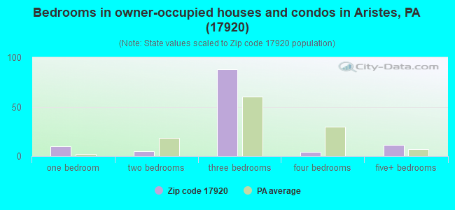 Bedrooms in owner-occupied houses and condos in Aristes, PA (17920) 