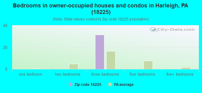 Bedrooms in owner-occupied houses and condos in Harleigh, PA (18225) 