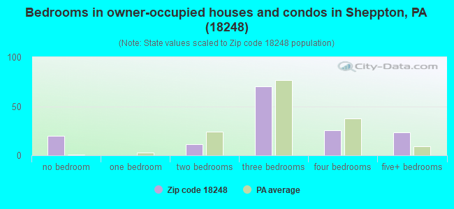 Bedrooms in owner-occupied houses and condos in Sheppton, PA (18248) 