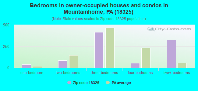 Bedrooms in owner-occupied houses and condos in Mountainhome, PA (18325) 