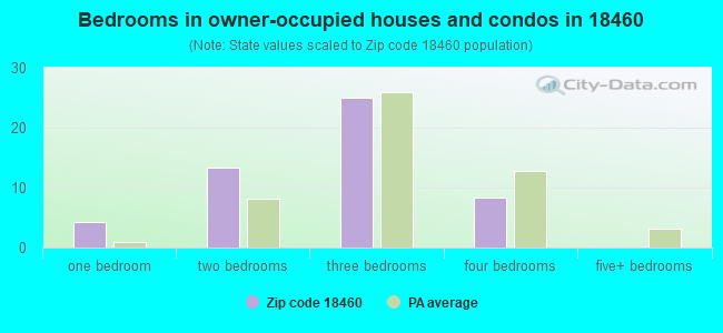 Bedrooms in owner-occupied houses and condos in 18460 