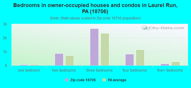 Bedrooms in owner-occupied houses and condos in Laurel Run, PA (18706) 