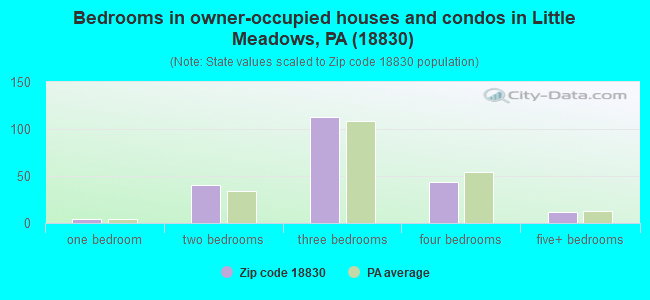 Bedrooms in owner-occupied houses and condos in Little Meadows, PA (18830) 