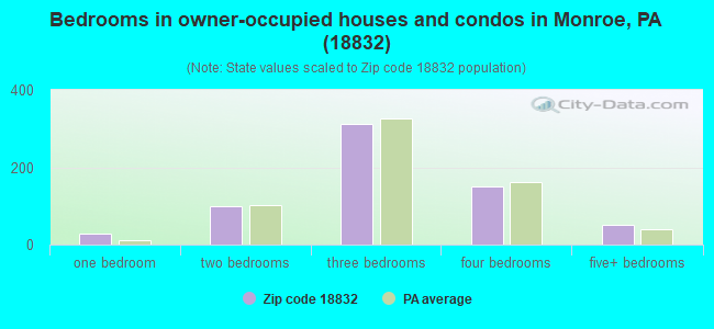 Bedrooms in owner-occupied houses and condos in Monroe, PA (18832) 