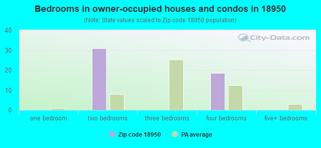 Bedrooms in owner-occupied houses and condos in 18950 
