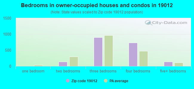 Bedrooms in owner-occupied houses and condos in 19012 
