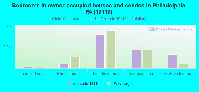 Bedrooms in owner-occupied houses and condos in Philadelphia, PA (19119) 