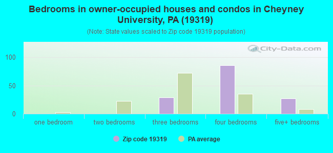 Bedrooms in owner-occupied houses and condos in Cheyney University, PA (19319) 