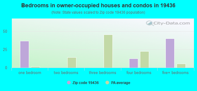 Bedrooms in owner-occupied houses and condos in 19436 