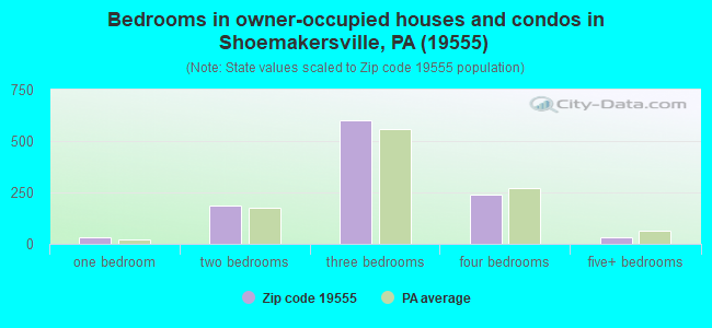 Bedrooms in owner-occupied houses and condos in Shoemakersville, PA (19555) 