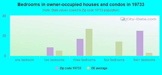 Bedrooms in owner-occupied houses and condos in 19733 