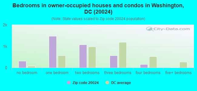 Bedrooms in owner-occupied houses and condos in Washington, DC (20024) 