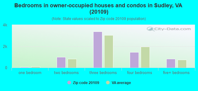 Bedrooms in owner-occupied houses and condos in Sudley, VA (20109) 