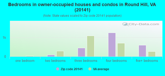 Bedrooms in owner-occupied houses and condos in Round Hill, VA (20141) 