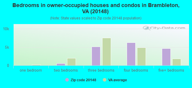 Bedrooms in owner-occupied houses and condos in Brambleton, VA (20148) 