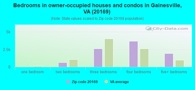 Bedrooms in owner-occupied houses and condos in Gainesville, VA (20169) 