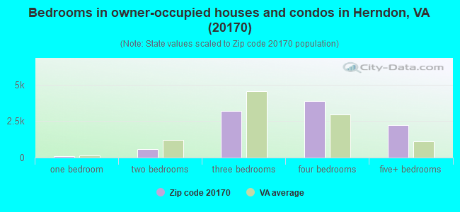 Bedrooms in owner-occupied houses and condos in Herndon, VA (20170) 