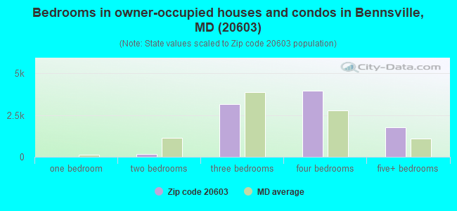 Bedrooms in owner-occupied houses and condos in Bennsville, MD (20603) 