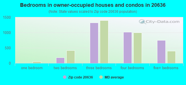 Bedrooms in owner-occupied houses and condos in 20636 