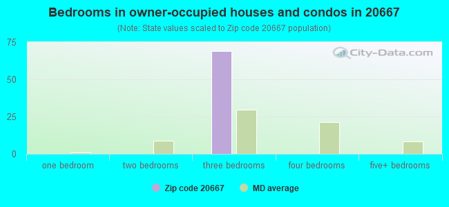 Bedrooms in owner-occupied houses and condos in 20667 