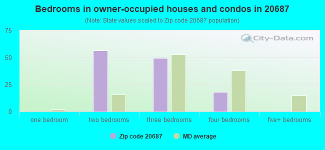 Bedrooms in owner-occupied houses and condos in 20687 