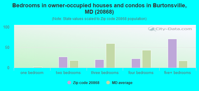 Bedrooms in owner-occupied houses and condos in Burtonsville, MD (20868) 