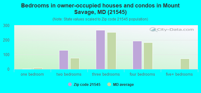 Bedrooms in owner-occupied houses and condos in Mount Savage, MD (21545) 