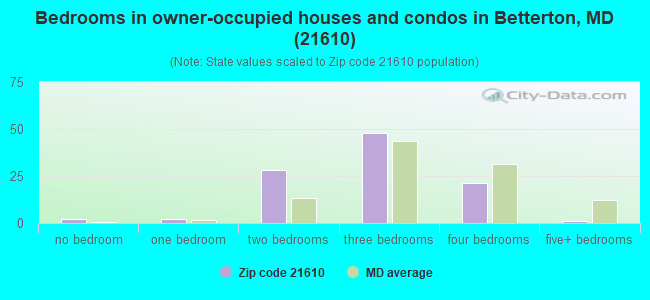 Bedrooms in owner-occupied houses and condos in Betterton, MD (21610) 