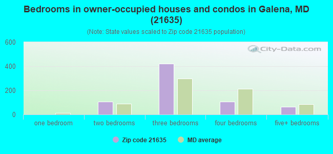 Bedrooms in owner-occupied houses and condos in Galena, MD (21635) 