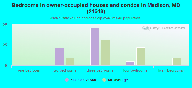 Bedrooms in owner-occupied houses and condos in Madison, MD (21648) 