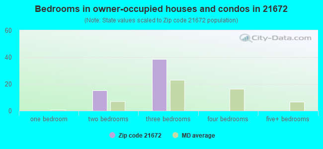 Bedrooms in owner-occupied houses and condos in 21672 