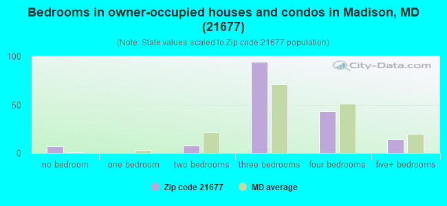 Bedrooms in owner-occupied houses and condos in Madison, MD (21677) 