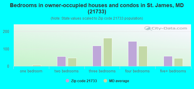 Bedrooms in owner-occupied houses and condos in St. James, MD (21733) 