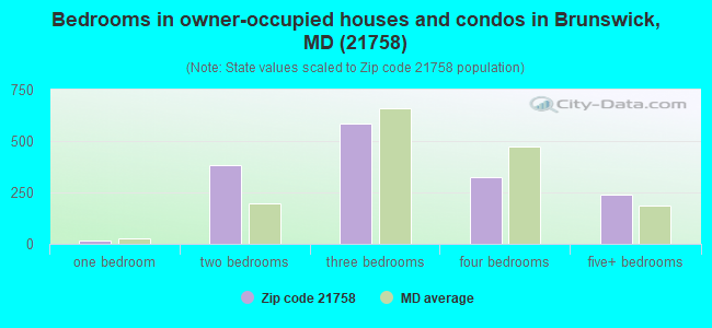 Bedrooms in owner-occupied houses and condos in Brunswick, MD (21758) 