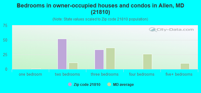 Bedrooms in owner-occupied houses and condos in Allen, MD (21810) 
