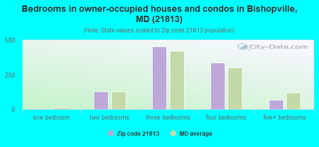 Bedrooms in owner-occupied houses and condos in Bishopville, MD (21813) 