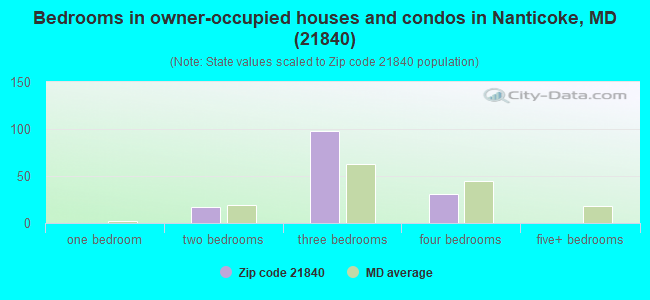 Bedrooms in owner-occupied houses and condos in Nanticoke, MD (21840) 