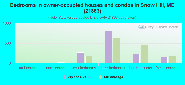 Bedrooms in owner-occupied houses and condos in Snow Hill, MD (21863) 