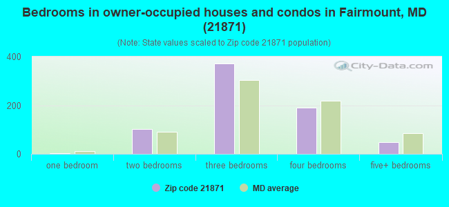 Bedrooms in owner-occupied houses and condos in Fairmount, MD (21871) 
