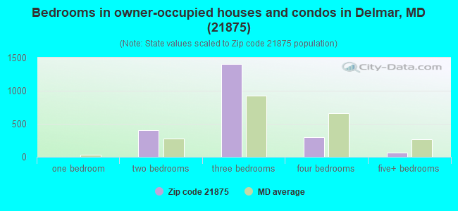 Bedrooms in owner-occupied houses and condos in Delmar, MD (21875) 